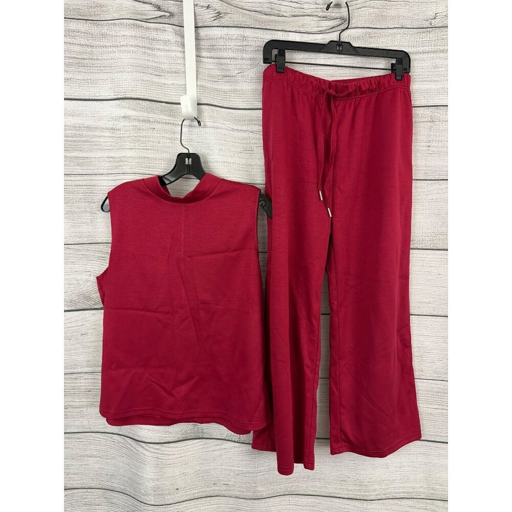 Sampeel Red Sleeveless Top & Wide-Leg Pants Set Size XL